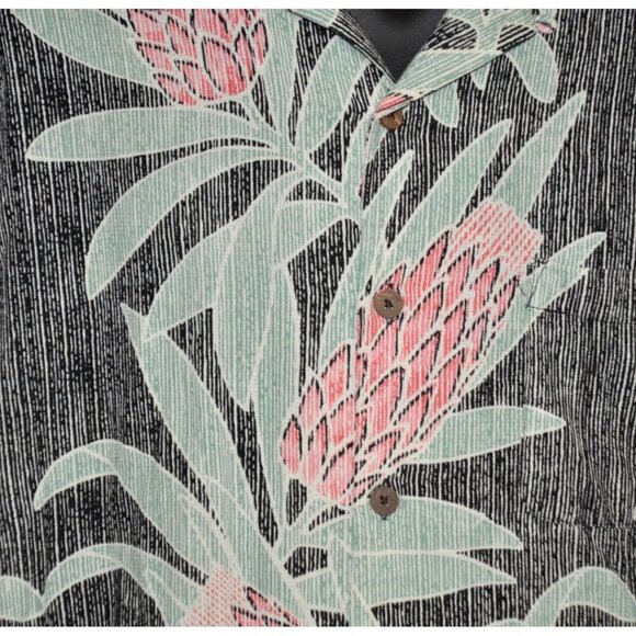 Caribbean Gray Hawaiian Camp Shirt Size XL Silk Blend Resort Beach - Picture 3 of 10